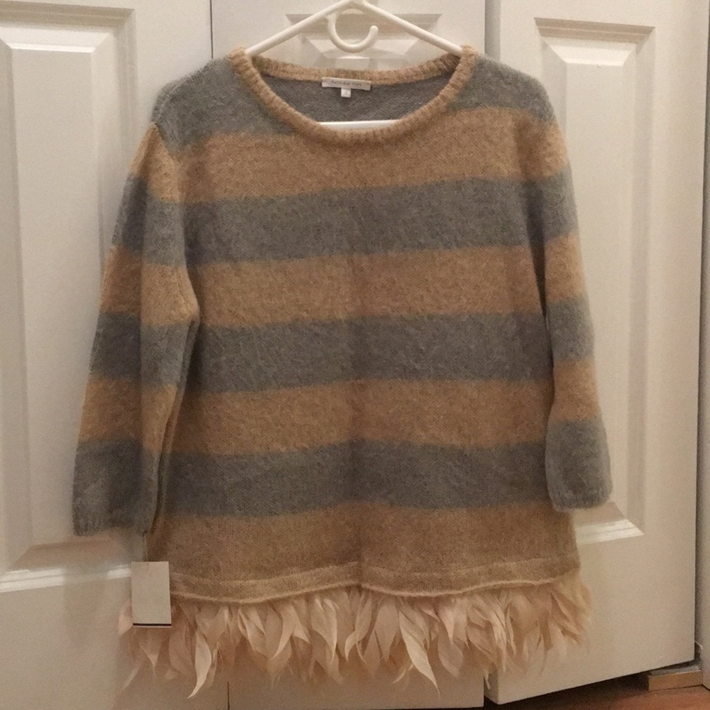 NWT patrizia pepe feather strip sweater size M